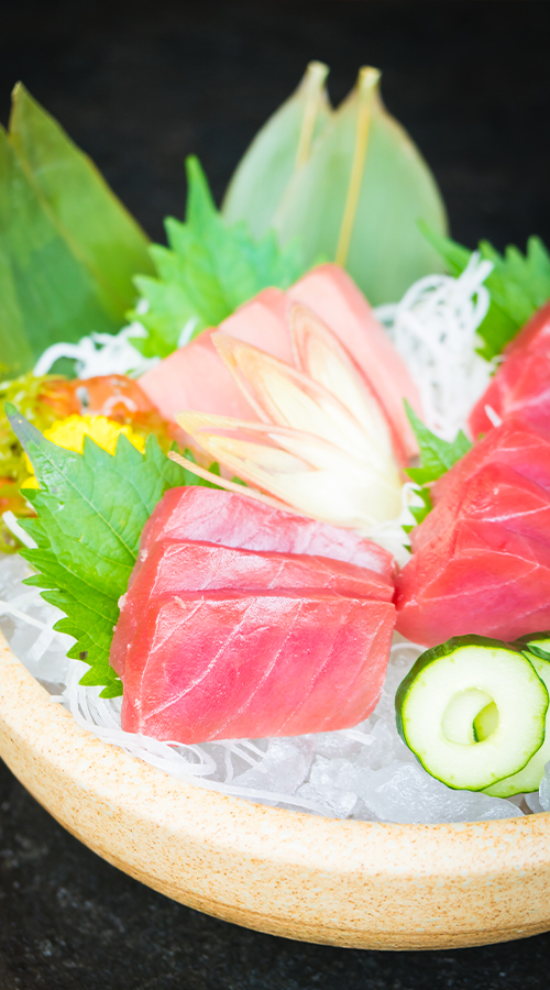 sashimi japonés de gambas